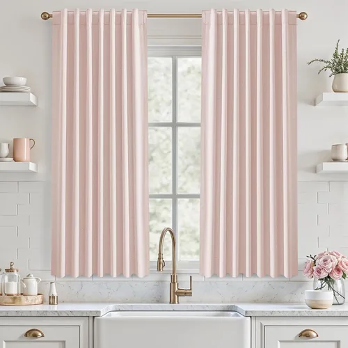 Miniatura 99 de UHITECH Cortinas opacas de 35 pulgadas de largo para sala de estar, 2 paneles, cortina opaca corta para cocina para ventanas pequeñas, cortinas