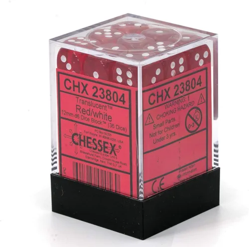 Miniatura 4 de Chessex DND - Juego de dados Chessex D&D de 0.472 pulgadas, juego de dados poliédricos de plástico rojo y blanco translúcido, Dungeons and Dragons