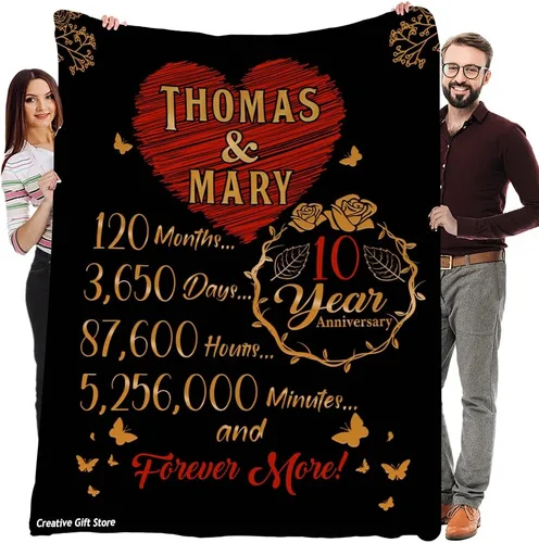 Miniatura 21 de Mantas de forro polar personalizadas para esposa con nombre de marido, el mejor regalo para tu compañero de vida con citas, regalos del día de San
