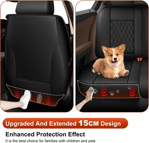 Miniatura 4 de IKABEVEM Juego de fundas de asiento delantero para VW/Volkswagen Jetta 2007-2026, cojín de asiento delantero de piel sintética, impermeable
