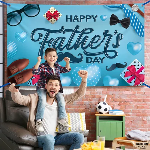 Miniatura 4 de KatchOn Cartel de feliz día del padre, extragrande, 72 x 44 pulgadas, decoración azul del día del padre para fiesta y hogar