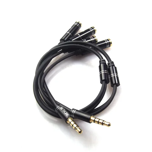 Miniatura 3 de REXUS Paquete de 2 cables de audio estéreo con divisor en Y de 0.138 pulgadas, 4 polos macho a 2 hembras para auriculares, adaptador divisor