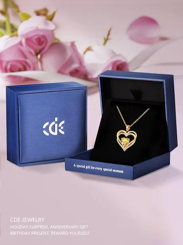 Miniatura 6 de CDE Collares de corazón para mujer, plata esterlina 925, dije de piedra natal, aniversario, cumpleaños, Navidad, día de San Valentín, joyería