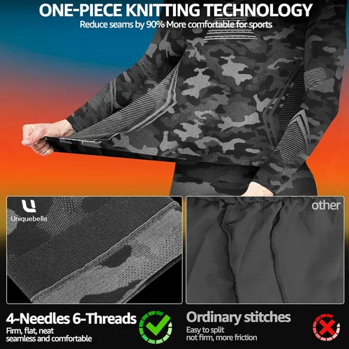 Miniatura 2 de UNIQUEBLLA - Conjunto de ropa interior térmica para hombre, capa base térmica, parte inferior para clima frío