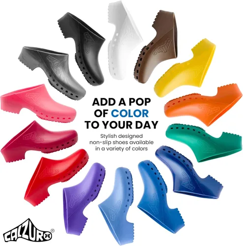 Miniatura 6 de CALZURO Zuecos de Trabajo Clásicos Sin Agujeros - Zuecos de Enfermería Unisex - Zapatos Antideslizantes - Zapatos de Cocina de Goma Autoclavables