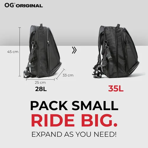 Miniatura 4 de Mochila de Motocicleta Original OG Negra Expandible, Bolsa para Casco de Moto, Correa para Casco