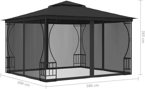 Miniatura 5 de Tienda de campaña, toldo, tienda de campaña, cenador con redes 9.8'x9.8'x8.7' AntracitaAdecuado para exteriores, jardín, camping