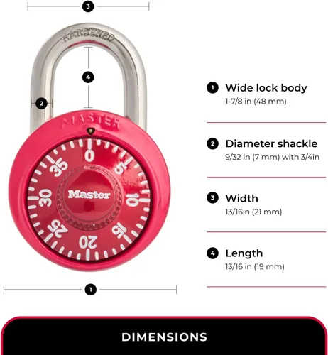 Miniatura 5 de Master Lock 1530T - Candado de combinación para casillero, 2 unidades (paquete de 1), los colores pueden variar