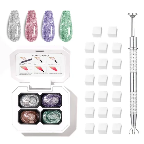 Miniatura 9 de Finger Secret - Juego de 9 colores de esmalte de uñas de gel Ombre Pat, paleta de esmaltes de gel con 20 esponjas de uñas para arte de uñas de gel