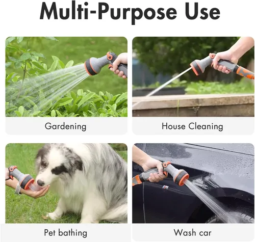 Miniatura 6 de Manguera de jardín de 25 pies, manguera de agua para trabajo pesado, manguera de jardín flexible, manguera de agua liviana con mango giratorio