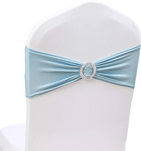Miniatura 20 de 50 lazos elásticos para silla, bandas elásticas para silla con hebilla deslizante, lazos para bodas, hoteles, banquetes, fiestas de cumpleaños