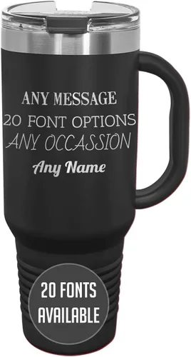 Miniatura 43 de Vaso de acero inoxidable aislado con tapa de 20 onzas (17 colores) personalizado con recubrimiento en polvo, grabado personalizado, nombre