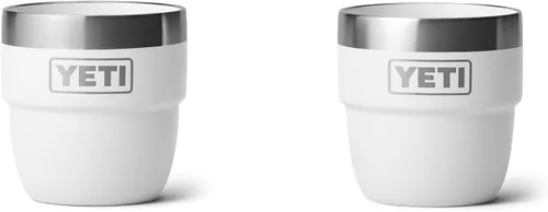 YETI Rambler - Vaso apilable de 4 onzas, acero inoxidable, taza de café/espresso aislada al vacío, 2 unidades Blanco