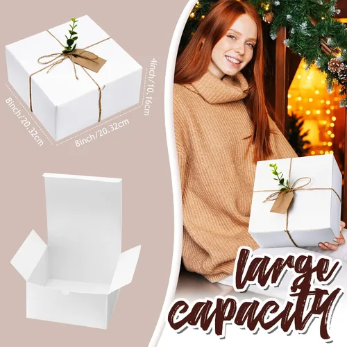 Miniatura 3 de Crtiin Juego de 8 Cajas de Regalo de 8 x 8 x 4 Pulgadas de Papel Blanco para Propuesta de Dama de Honor con Tapas para Regalos Boda Despedida