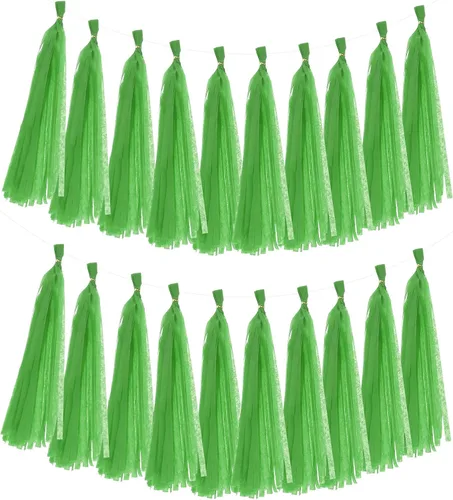 Miniatura 25 de MECCANIXITY 20 guirnaldas de papel de seda con borlas para decoración de fiestas, día de San Valentín, cumpleaños para mujeres con cuerda y alambre