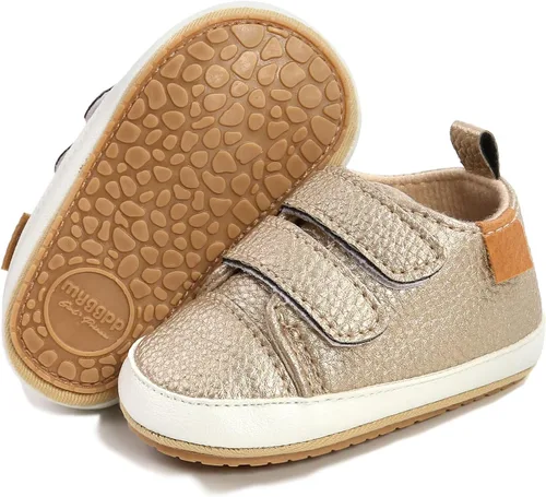 GAISUMMI - Zapatos de bebé para niños y niñas, tipo botas altas de piel sintética, suela de goma antideslizante, zapatos de cuna, planos, unisex,