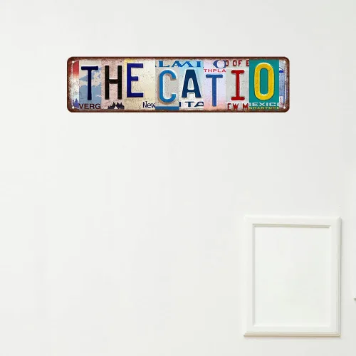 Miniatura 5 de Cartel de metal Catio – Regalo para los amantes de los gatos, divertida decoración de pared de patio de gatos para jardín, casa, bar y cueva