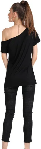 Miniatura 73 de MAGICMK - Camiseta casual para mujer, con estampado de labios y hombro descubierto, talla extragrande