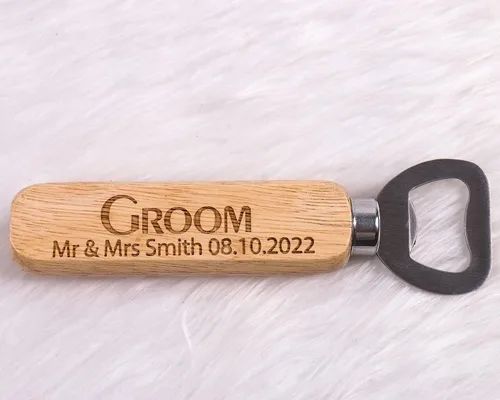 Miniatura 6 de Fiico - Abrebotellas de madera personalizado, regalo de padrino, recuerdo de boda