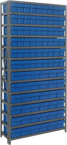 Miniatura 500 de Quantum QSBU-245BK Heavy Duty Shelving Unit with (7) Shelves and (24) QUS245 Black Bins for Garage Warehouse Storage Distribution 400 lb Load