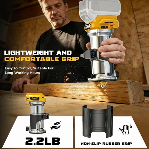 Miniatura 6 de DIYtoolifz Herramienta de enrutador inalámbrico compatible con batería DeWalt de 20 V (solo herramienta), enrutador de madera sin escobillas de 800