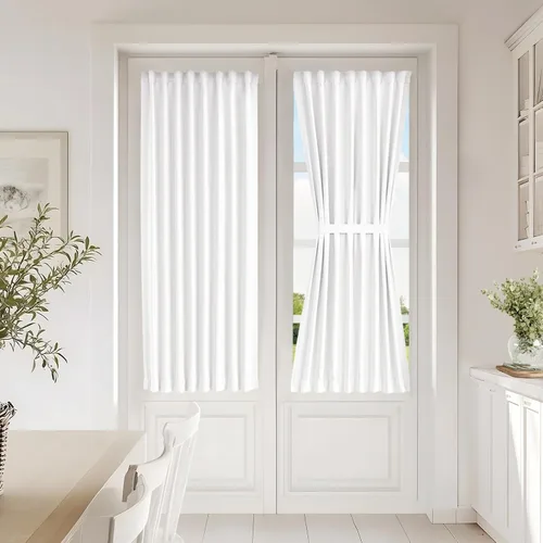 Miniatura 123 de Vatge - Cortinas autoadhesivas para puerta francesa, tratamiento de ventana con filtro de luz sin varillas ni perforaciones para puertas de cristal