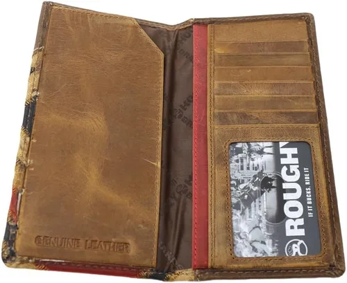 Miniatura 2 de HOOEY Cartera Western Rodeo de cuero para hombre, Patchwork- RojoNegro, Western