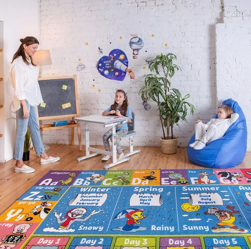 Miniatura 15 de DC Super Friends - Alfombra educativa para niños, alfabeto, emociones y rasgos de héroe ABC, alfombra de aprendizaje de habilidades sociales