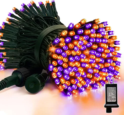 Miniatura 11 de LAMPHOME - Cadena de luces LED de 500 luces para exteriores, 46 pies, con 16 modos, luces impermeables verdes, rojas y rojas-verdes agrupadas