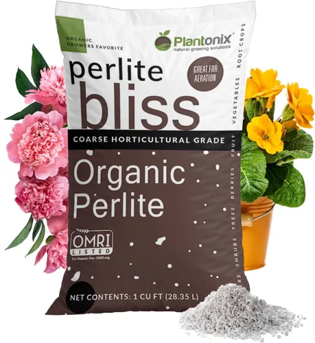 Perlite Bliss (1 pie cúbico) - Perlita orgánica para plantas - Enmienda de suelo de perlita gruesa a granel - Perlita gruesa para plantas, tierra