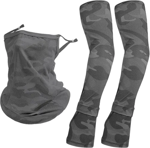 Mangas refrescantes para los brazos, protección solar, UPF 50+, polaina de cuello de seda de hielo, camuflaje, para todo tipo de clima, pesca,