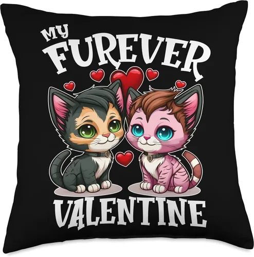 Miniatura 4 de My Fur-Ever Valentine Anime Valentine's Day Girls Cute Cat Throw Pillow