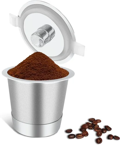 Miniatura 10 de Haetyly Paquete de 2 filtros de café reutilizables K Cups con cafetera Keurig 1.0 y 2.0, cápsulas de café reutilizables de acero inoxidable con asas