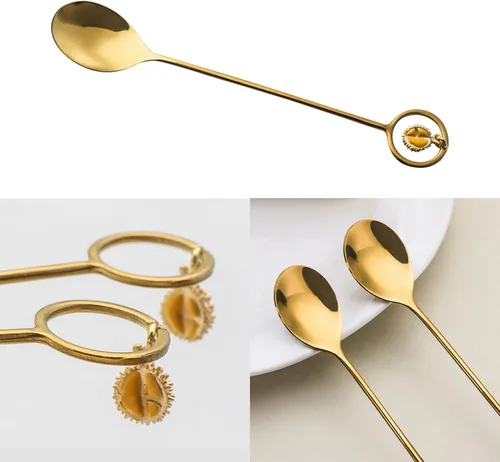 Miniatura 2 de Ouliget Mini cucharas de café expreso de acero inoxidable, modelado de frutas Durian, cucharaditas de postre, cucharas agitadoras Demitasse