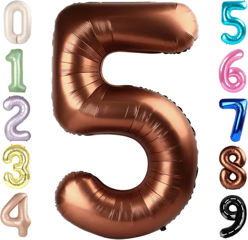 Miniatura 297 de Globos de números de 5 globos de 40 pulgadas, decoraciones de cumpleaños azules para niños y niñas, globos de números azul marino grandes