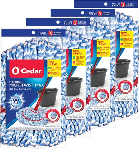Miniatura 9 de O-Cedar Repuesto genuino de cabezal de trapeador giratorio MicroTwist MAX Lavable a máquina Reutilizable Repuesto de microfibra Elimina
