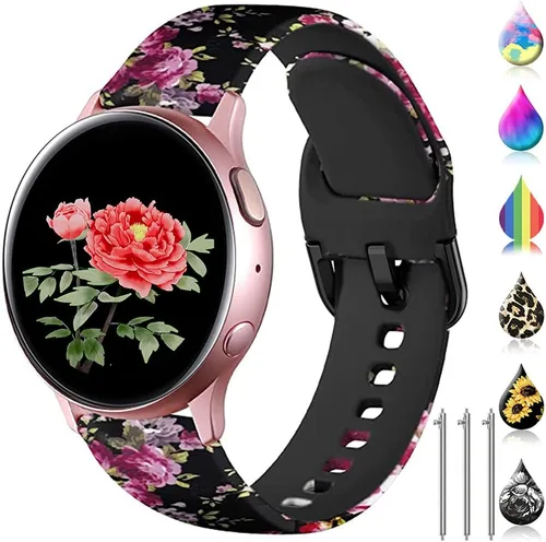 Miniatura 12 de Correas florales compatibles con Samsung Active 2, Watch Band de 1.575 pulgadas/1.732 pulgadas, Active Watch Band 1.575 pulgadas, correa de silicona
