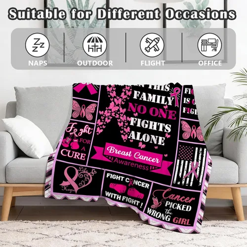 Miniatura 5 de Manta de cáncer de mama para mujer, regalos para sobrevivientes de cáncer de mama para mujeres, regalos inspiradores para mujer, manta de regalo