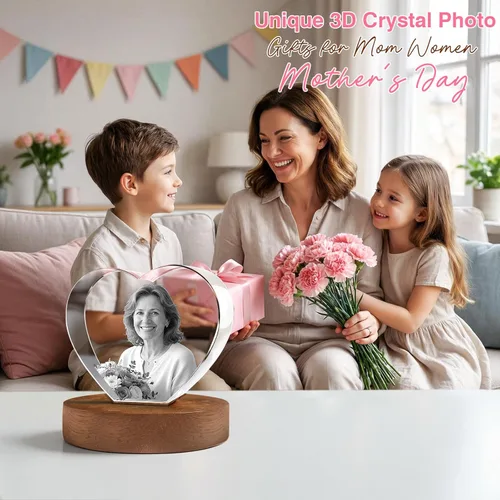 Miniatura 2 de Foto de Cristal 3D, Regalos Personalizados del Día de la Madre para Mujeres Hombres Esposa Marido Mamá Padre, Regalos Personalizados con Grabado
