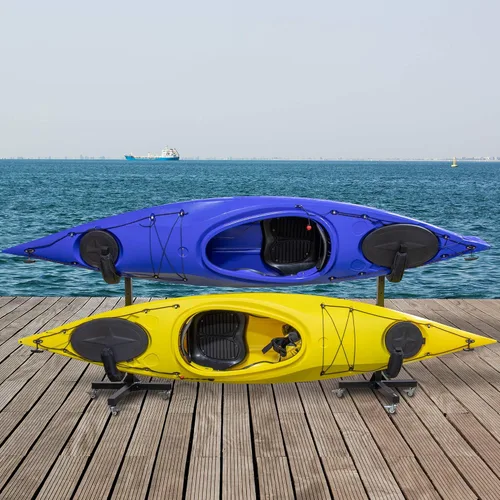 Miniatura 6 de RaxGo - Estante de almacenamiento independiente para kayak, almacenamiento resistente para dos kayaks, SUP, canoa y tabla de remo para interiores