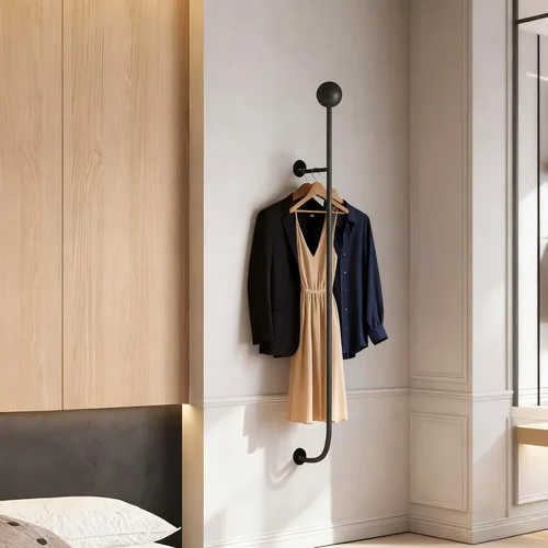 Miniatura 8 de 58.2 pulgadas-Boutiques Perchero de ropa montado en la pared Percheros de pared Barra colgante Percheros Organizador Organizador Sistema colgante