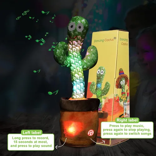 Miniatura 6 de Emoin - Juguete de cactus que baila y habla para bebés, niños y niñas, juguetes de cactus que cantan, imitan, graban y repiten lo que dices