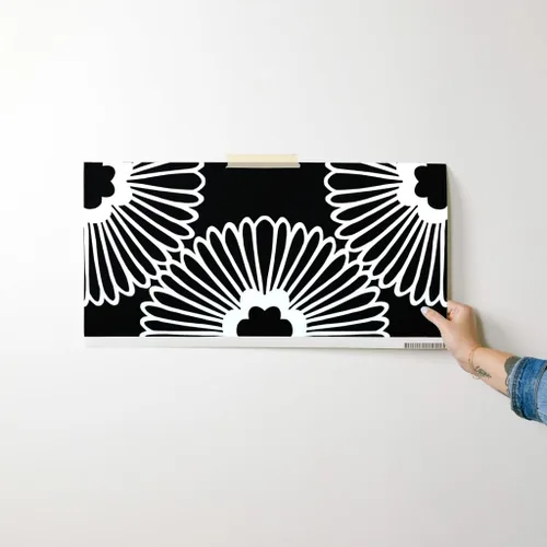 Miniatura 7 de Despegar y pegar muestra de papel tapiz – Flor floral grande negro blanco círculo de la naturaleza Bold Mod Daisy 1960s Retro Modern Decoración