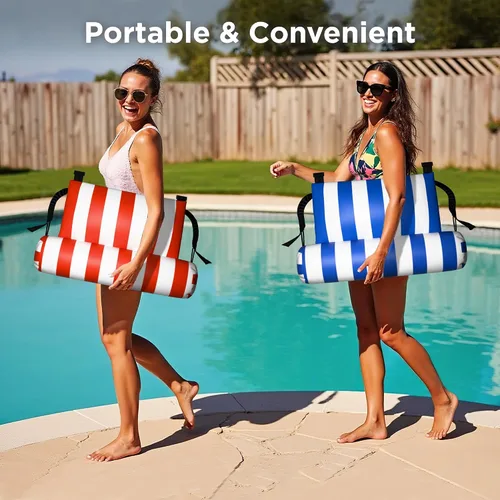 Miniatura 7 de Flotadores de piscina para adultos, 2 paquetes de sillas inflables de alta resistencia, hamaca flotante de tela, fideos de piscina inflables