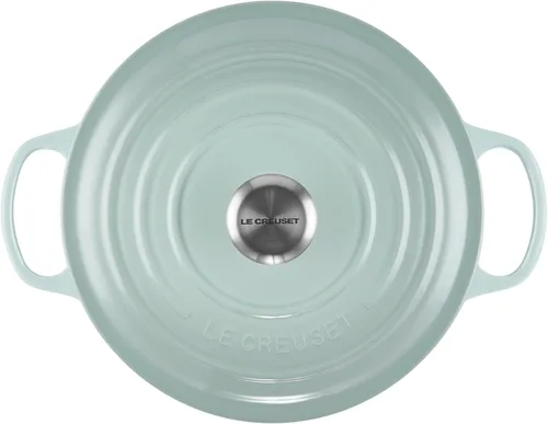 Miniatura 2 de Le Creuset Horno holandés redondo de hierro fundido esmaltado, 5.5 cuartos de galón, Sal Marina Sea Salt