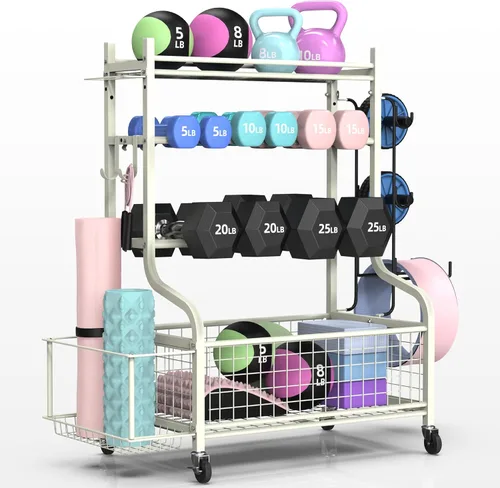 Estante para Mancuernas PLKOW, Estante de Peso para Mancuernas, Almacenamiento para Gimnasio en Casa para Mancuernas, Pesas Rusas, Esterilla de Yoga