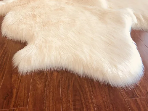 Miniatura 5 de LAMBZY Alfombra de piel de oveja auténtica, parte inferior gruesa y fuerte, fácilmente lavable, resistente a las manchas, perfecta para sala