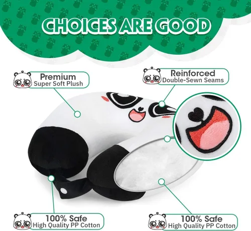 Miniatura 3 de H HOMEWINS Almohada de viaje para niños, linda almohada de cuello de animal para niños y niñas, almohada suave de soporte para cuello, cabeza
