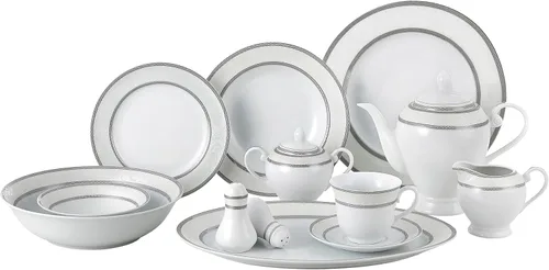 Miniatura 8 de Lorren Home Trends Juego de vajilla de porcelana de 57 piezas, Iris, servicio para 8