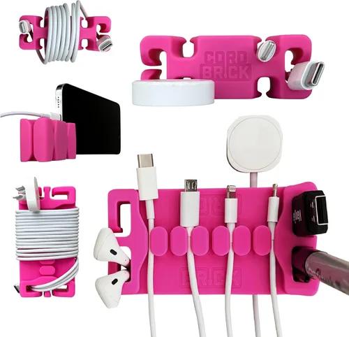 Miniatura 13 de CordBrick /DeskBrick - Paquete de soportes para cables con peso para mesita de noche y escritorio, cargador de teléfono, organizador de cables